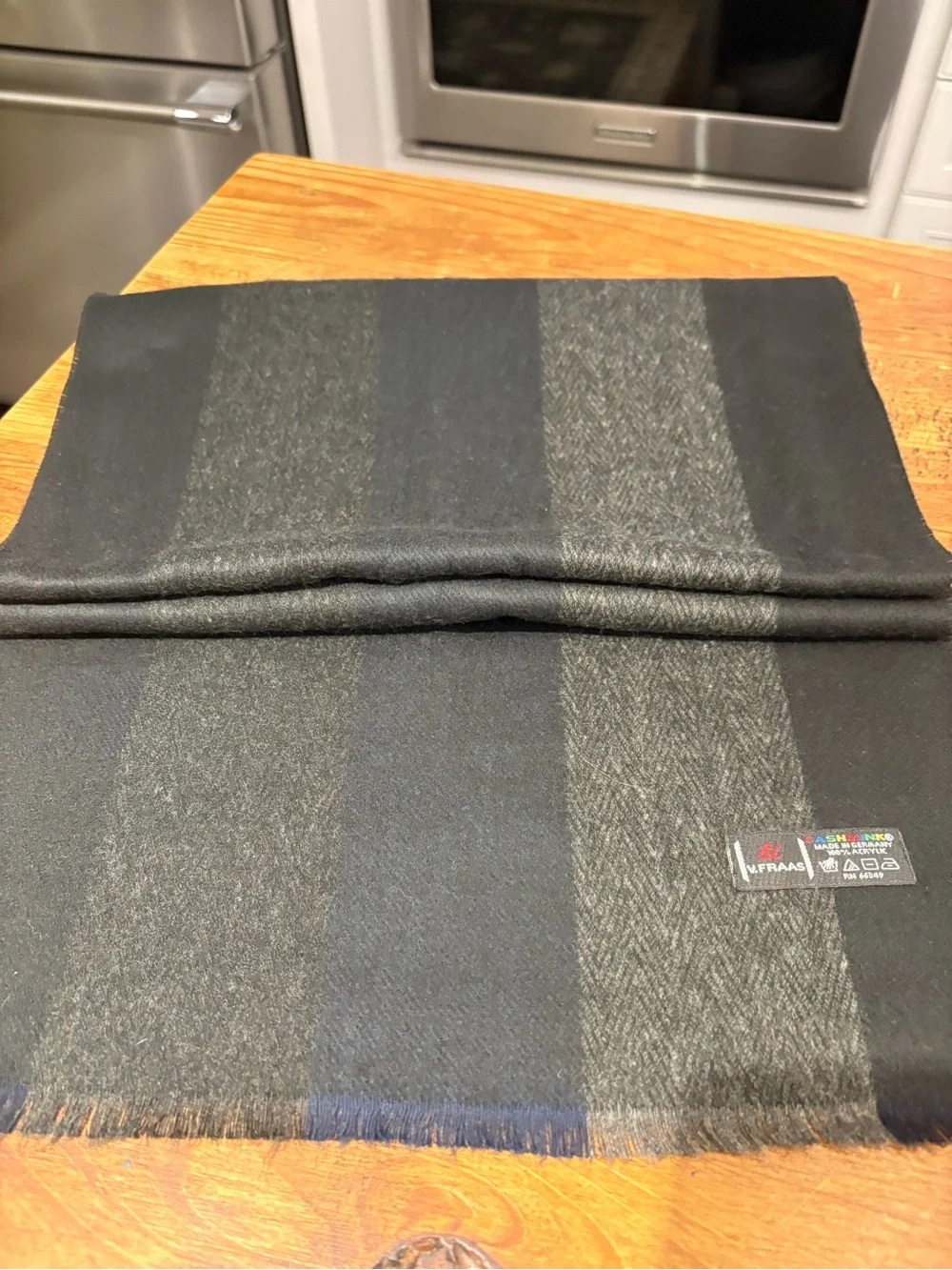 Men's Black & Charcoal Striped Wool Scarf